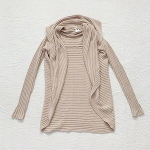 LA made Beige Ribbed Cardigan
